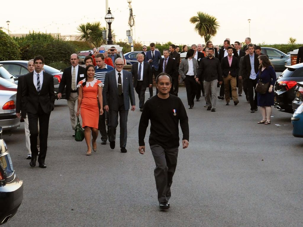 Dyalog'14 Eastbourne Dyalog'14. 2014-09-24 in Eastbourne, England. The group was on its way to the banquet of the Dyalog Conference.